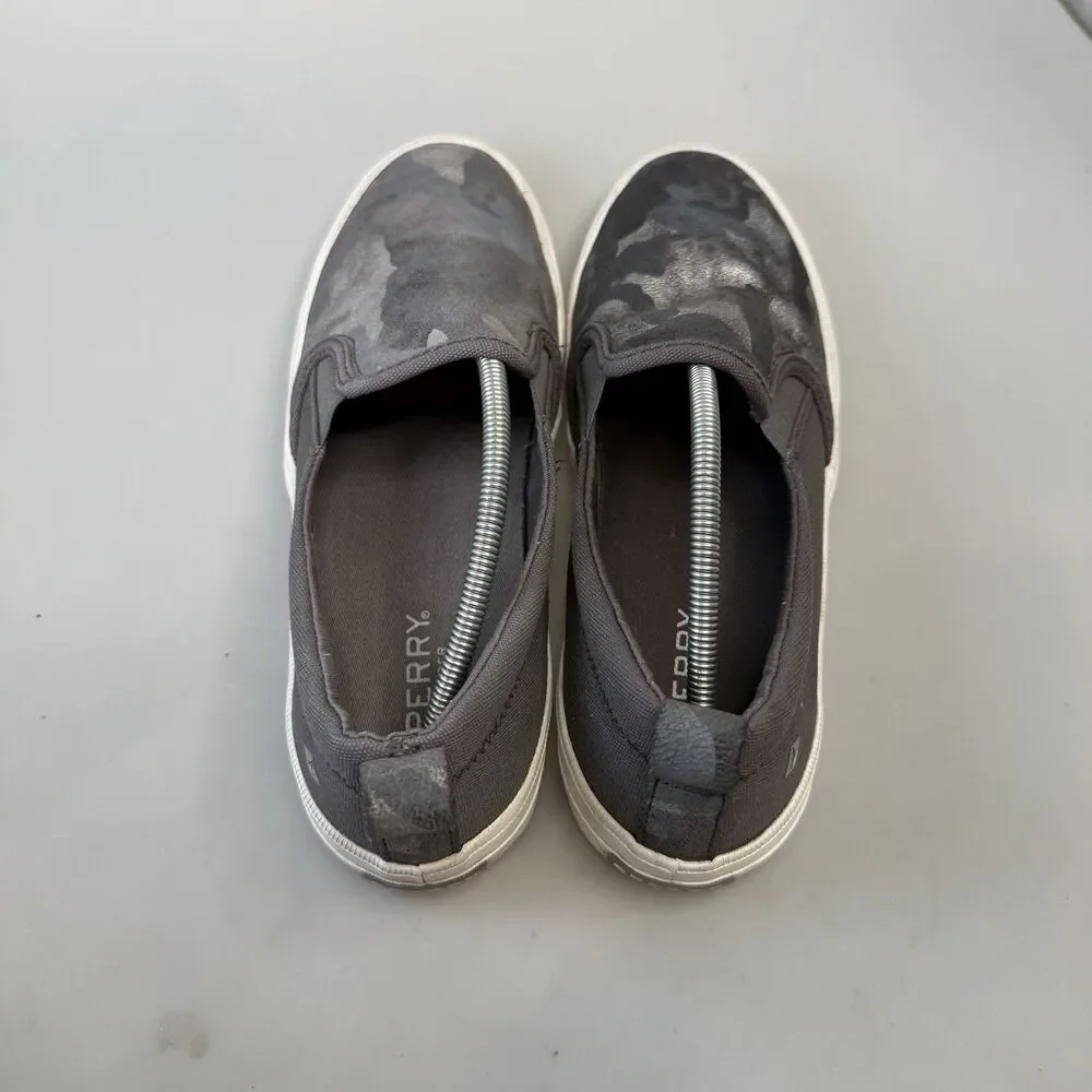 Sperry Crest Twin Gore Womens 9M Silver Blue Metallic Camo Sneakers EUC